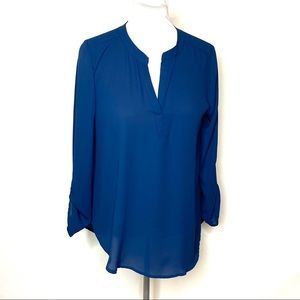 NWT About A Girl Tunic Blouse Top Blue -‎ L
